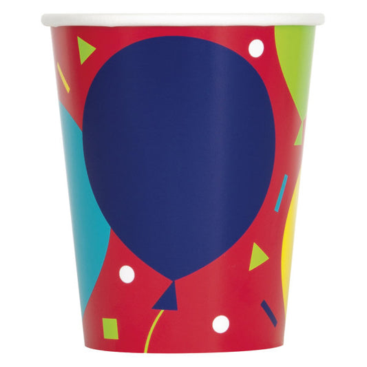 Balloon Party Birthday 9oz Paper Cups, 8ct
