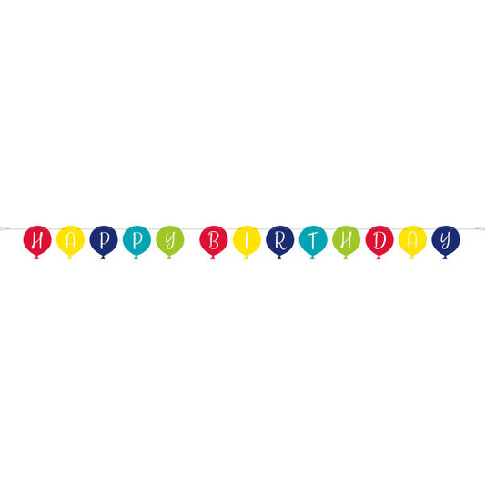 Balloon Party Birthday Shaped Banner, 9 ft