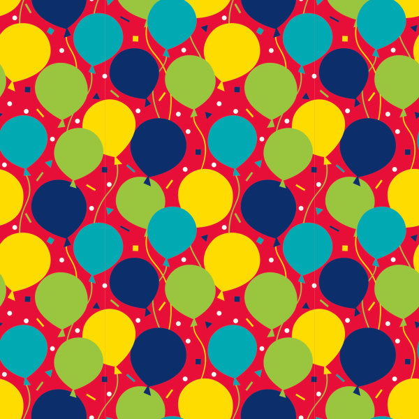 Balloon Party Birthday Gift Wrap, 30" x 5 ft