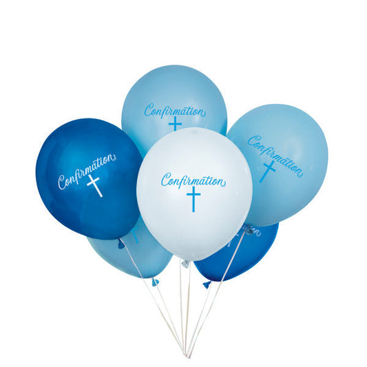 Fancy Blue Cross Confirmation 12" Latex Balloons, 8ct
