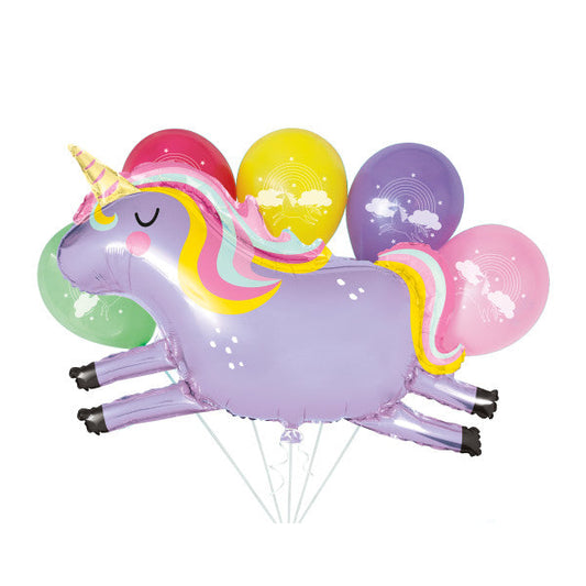 Unicorn Giant Foil & Latex Balloon Bouquet Kit, 6pc