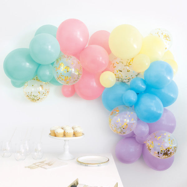 Pastel Assorted Foil Confetti & Latex Balloon Arch Kit, 40pc
