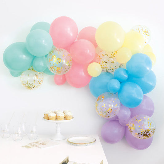 Pastel Assorted Foil Confetti & Latex Balloon Arch Kit, 40pc