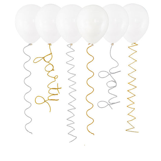 Silver & Gold Pipe Cleaner Balloon Tails, 6ct