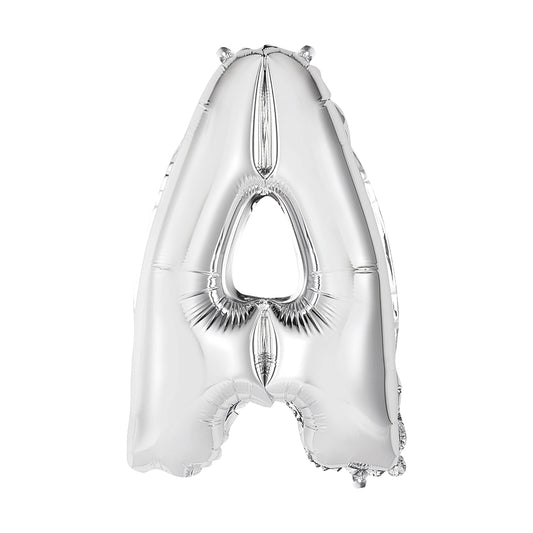 Silver Letter A Shaped Foil Balloon 14", Packaged