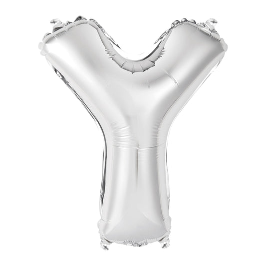 Silver Letter Y Shaped Foil Balloon 14", Packaged