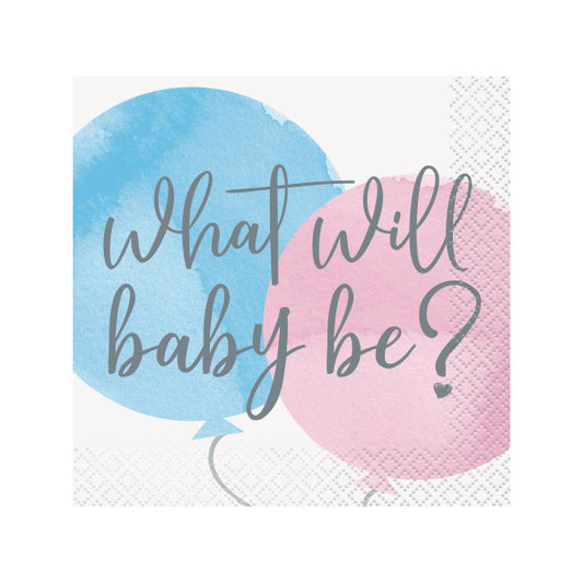 Gender Reveal Party Beverage Napkins, 16ct