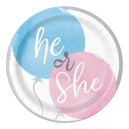 Gender Reveal Party Round 7" Dessert Plates, 8ct