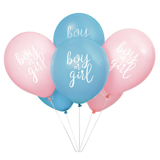 Boy or Girl Gender Reveal 12" Latex Balloons, 8ct