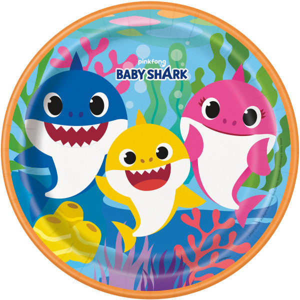 Baby Shark Round 9" Dinner Plates, 8ct