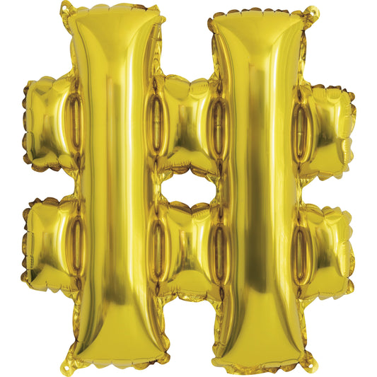 Gold Letter # Shaped Foil Balloon 14", Packaged