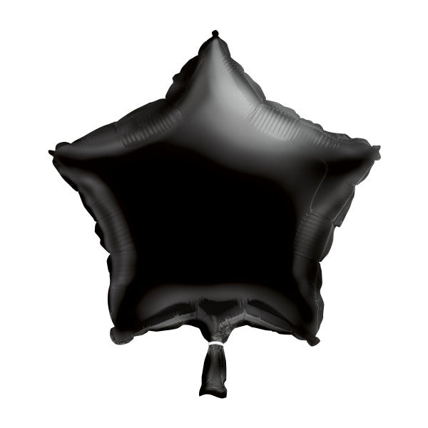Black Solid Star Foil Balloon 18", Packaged