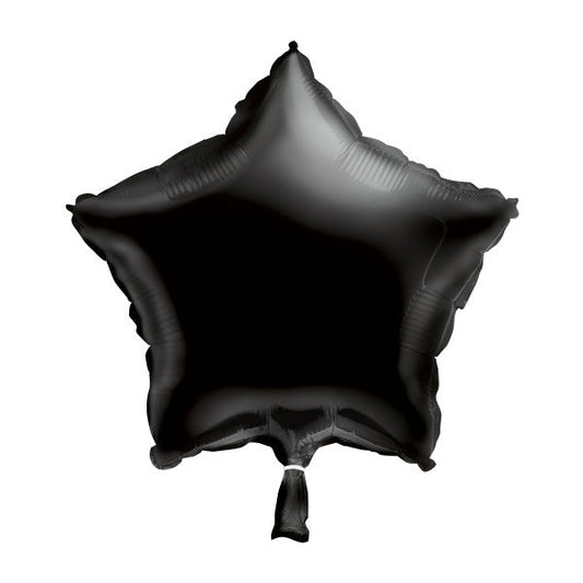 Black Solid Star Foil Balloon 18", Packaged