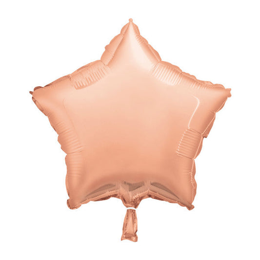 Rose Gold Solid Star Foil Balloon 18", Packaged