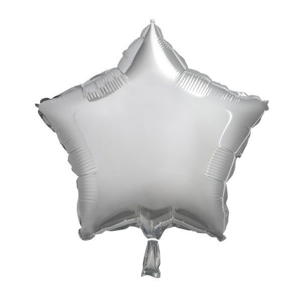 Silver Solid Star Foil Balloon 18", Packaged