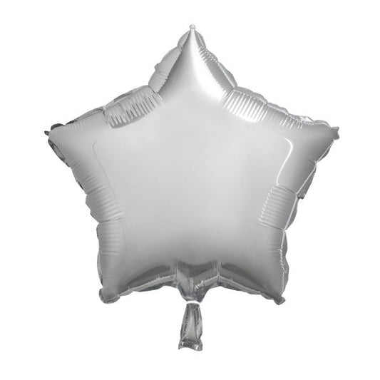 Silver Solid Star Foil Balloon 18", Packaged