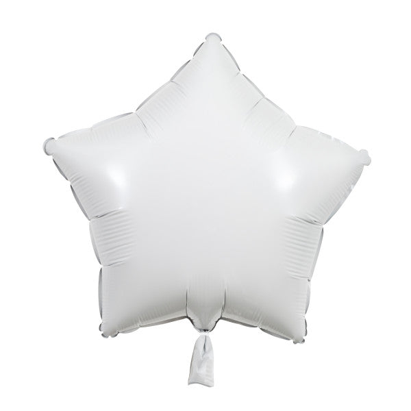 White Solid Star Foil Balloon 18", Bulk