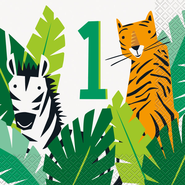 Animal Safari 1st Birthday Luncheon Napkins, 16ct