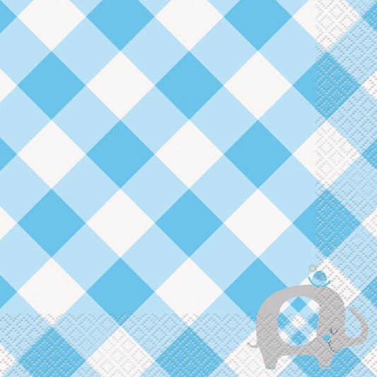 Blue Floral Elephant Luncheon Napkins, 16ct