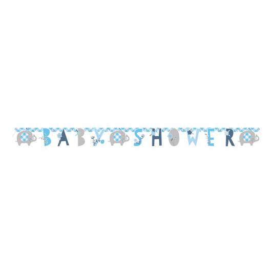 Blue Floral Elephant "Baby Shower" Jointed Banner