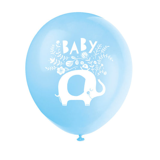 Blue Floral Elephant 12" Latex Balloons, 8ct