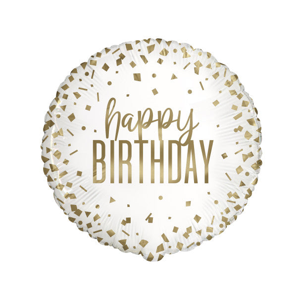 Confetti Gold Birthday Round Foil Balloon 18", Bulk
