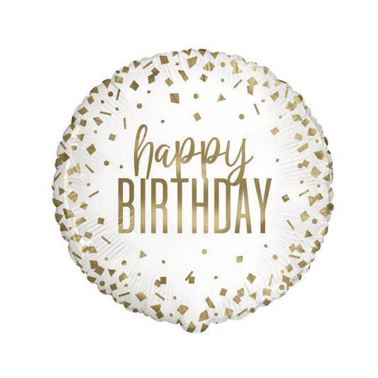 Confetti Gold Birthday Round Foil Balloon 18", Bulk