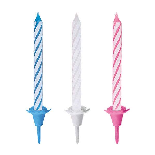 Birthday Candles in Holders - Assorted Colors, 18ct, 12 Holders