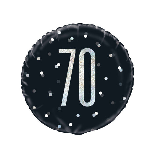 18" Glitz Black & Silver Round Foil Balloon Packaged 70
