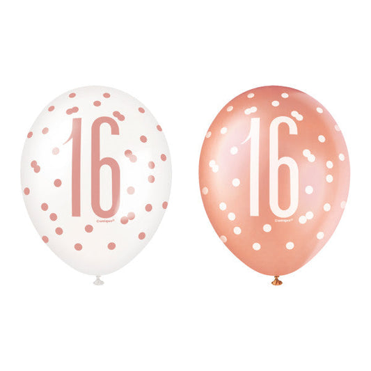 6 12" Rose Gold Latex Balloons 16