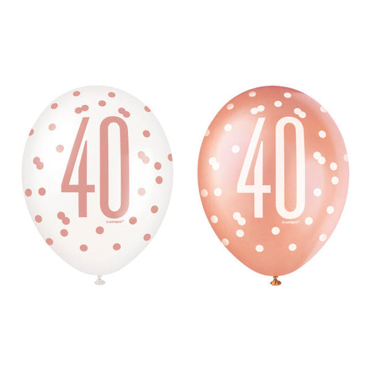 6 12" Rose Gold Latex Balloons 40