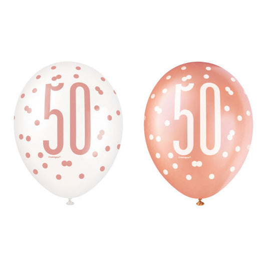 6 12" Rose Gold Latex Balloons 50