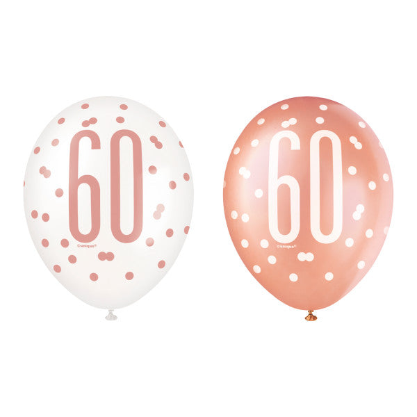 6 12" Rose Gold Latex Balloons 60