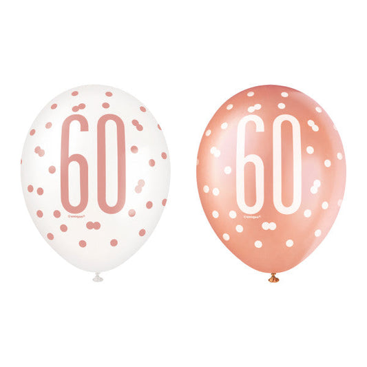 6 12" Rose Gold Latex Balloons 60