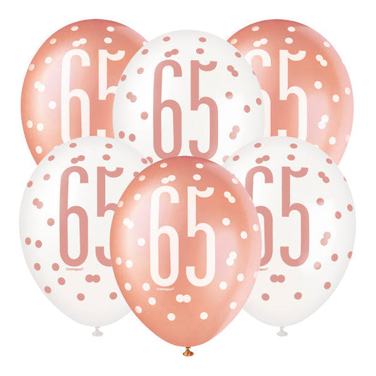 6 12" Rose Gold Latex Balloons 65