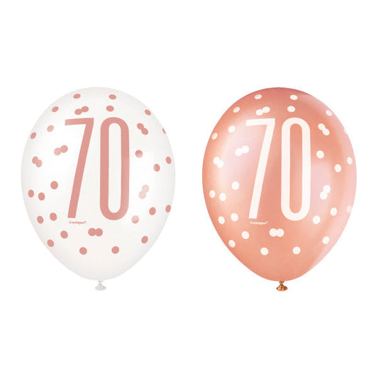 6 12" Rose Gold Latex Balloons 70