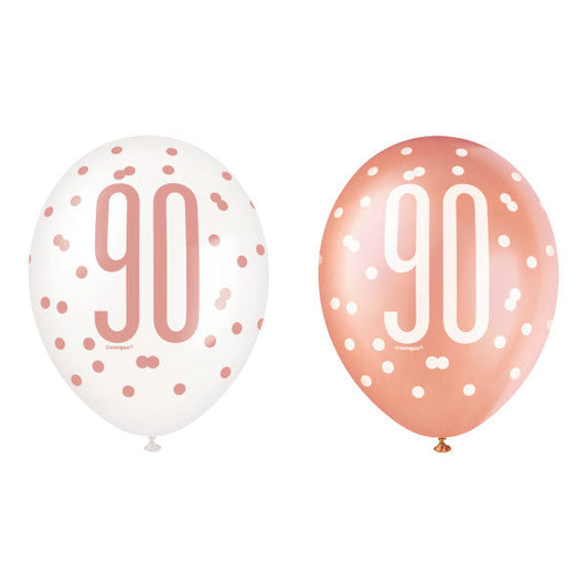 6 12" Rose Gold Latex Balloons 90