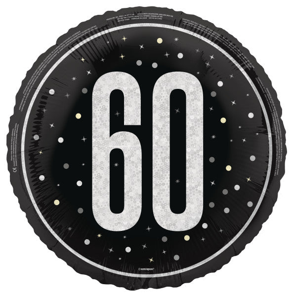 18" GLITZ Black 60 Prism Foil Balloon, Round