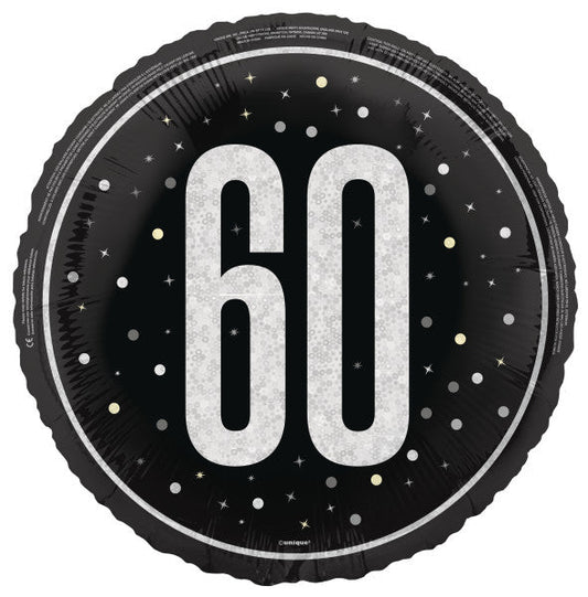 18" GLITZ Black 60 Prism Foil Balloon, Round