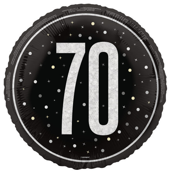 18" GLITZ Black 70 Prism Foil Balloon, Round