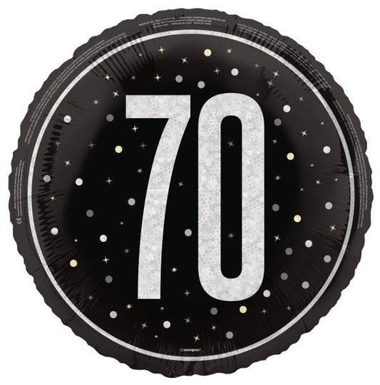18" GLITZ Black 70 Prism Foil Balloon, Round