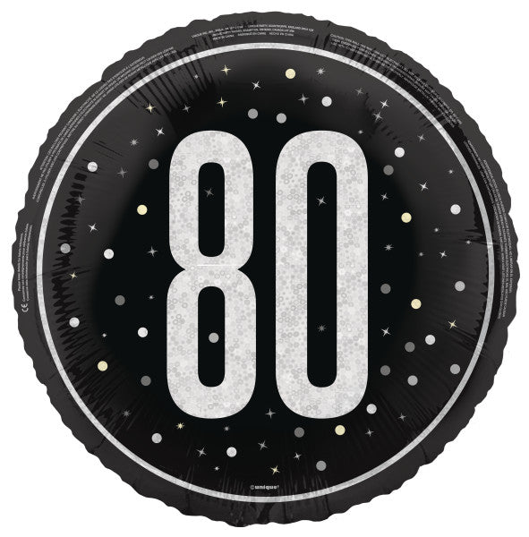 18" GLITZ Black 80 Prism Foil Balloon, Round
