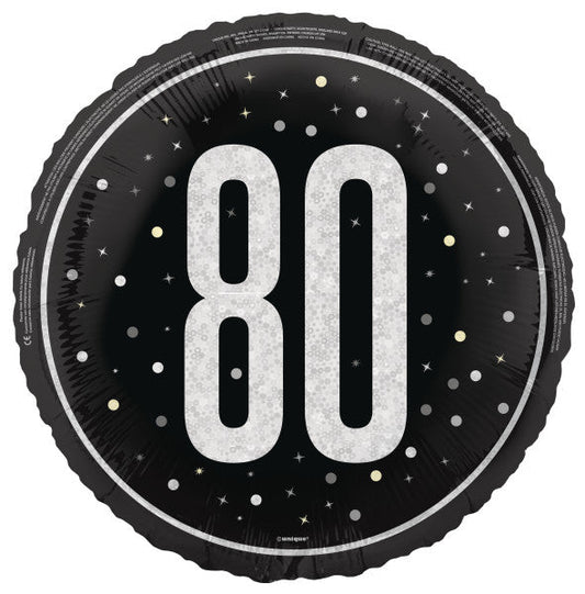 18" GLITZ Black 80 Prism Foil Balloon, Round