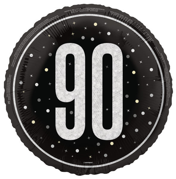 18" GLITZ Black 90 Prism Foil Balloon, Round