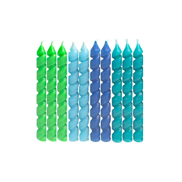 Blue & Green Spiral Birthday Candles, 10ct